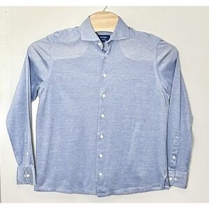 Eton Dress Shirt Men's Large Blue Contemporary Textured Quiet Luxury Stretch